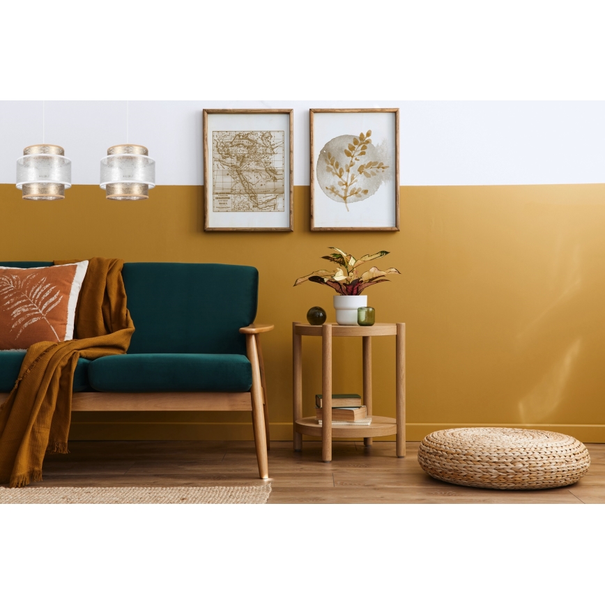 Hanglamp aan een koord GABI 2xE27/60W/230V gouden/wit