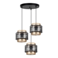 Hanglamp aan een koord GABI 3xE27/60W/230V gouden/zwart diameter 45 cm