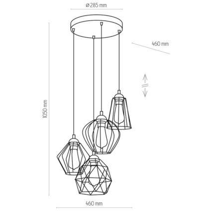 Hanglamp aan een koord GALAXY 4x E27 / 60W / 230V