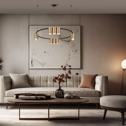 Hanglamp aan een koord GENESIS 10xGU10/8W/230V goud