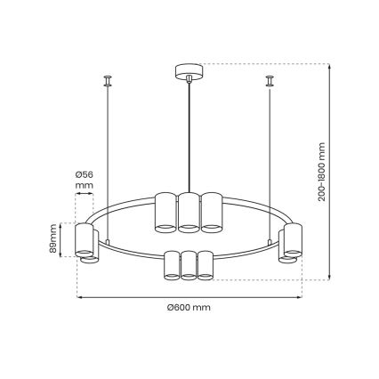 Hanglamp aan een koord GENESIS 10xGU10/8W/230V wit