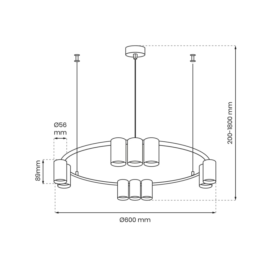 Hanglamp aan een koord GENESIS 10xGU10/8W/230V wit