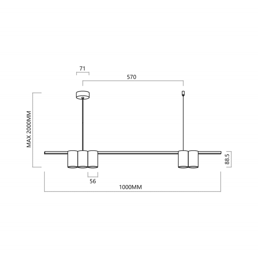 Hanglamp aan een koord GENESIS 5xGU10/8W/230V zwart