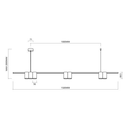 Hanglamp aan een koord GENESIS 7xGU10/8W/230V zwart