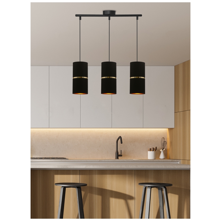 Hanglamp aan een koord GINA 3xE27/60W/230V zwart