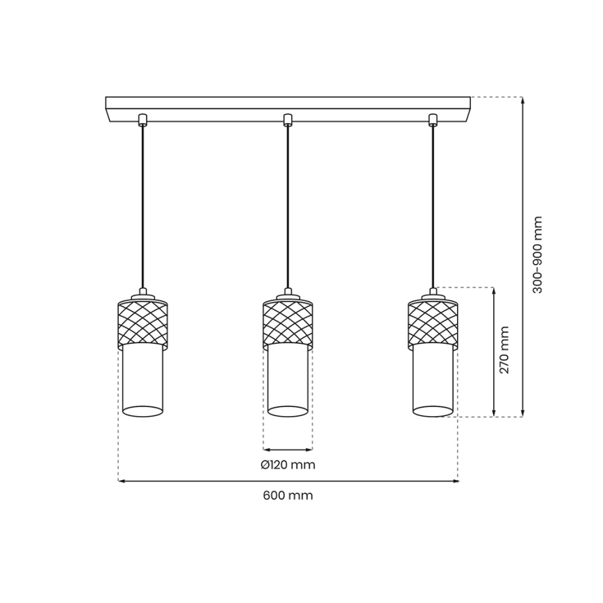 Hanglamp aan een koord GLAM 3xE27/60W/230V