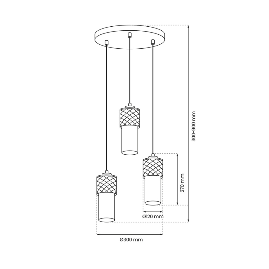 Hanglamp aan een koord GLAM 3xE27/60W/230V