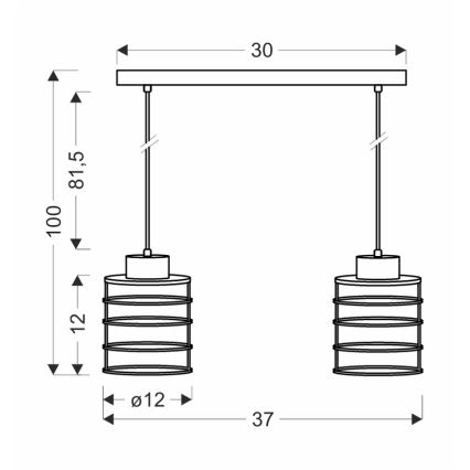 Hanglamp aan een koord GLOB 2xE27/40W/230V zwart