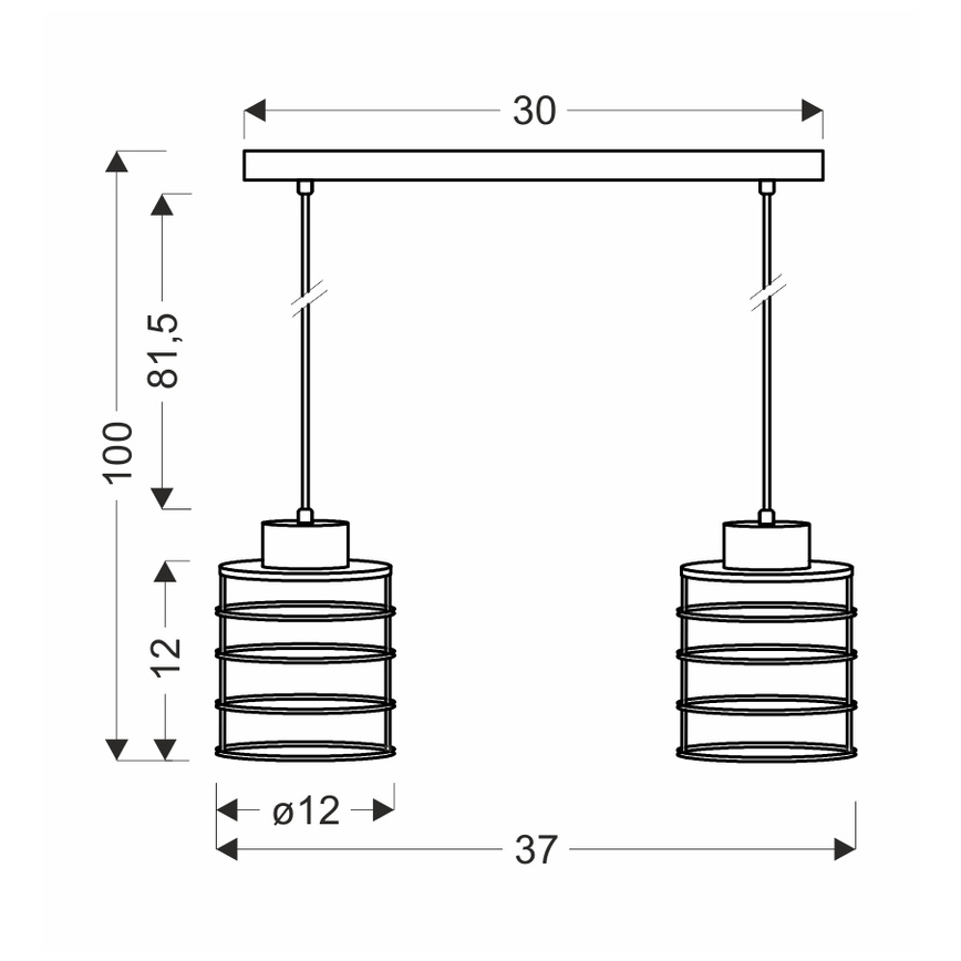 Hanglamp aan een koord GLOB 2xE27/40W/230V zwart