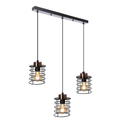Hanglamp aan een koord GLOB 3xE27/40W/230V zwart