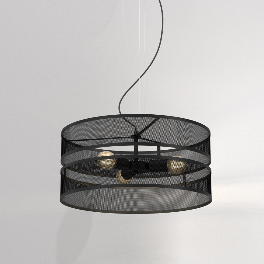 Hanglamp aan een koord GLUM 3xE27/60W/230V zwart