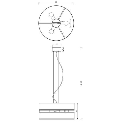 Hanglamp aan een koord GLUM 3xE27/60W/230V zwart