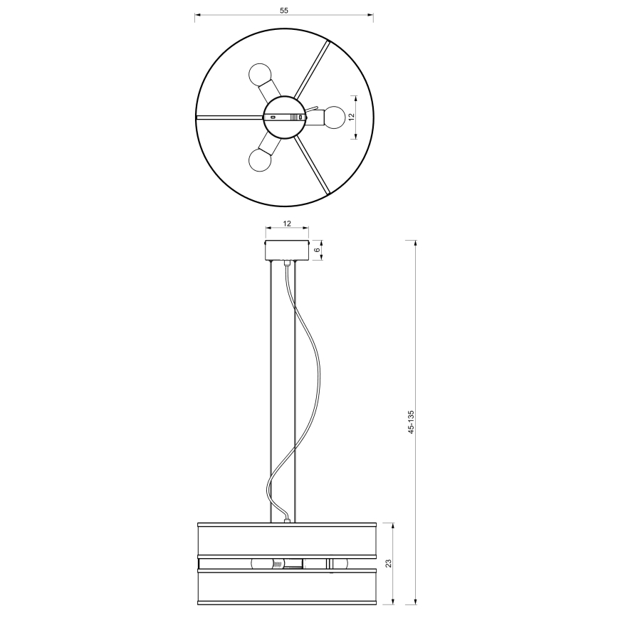 Hanglamp aan een koord GLUM 3xE27/60W/230V zwart