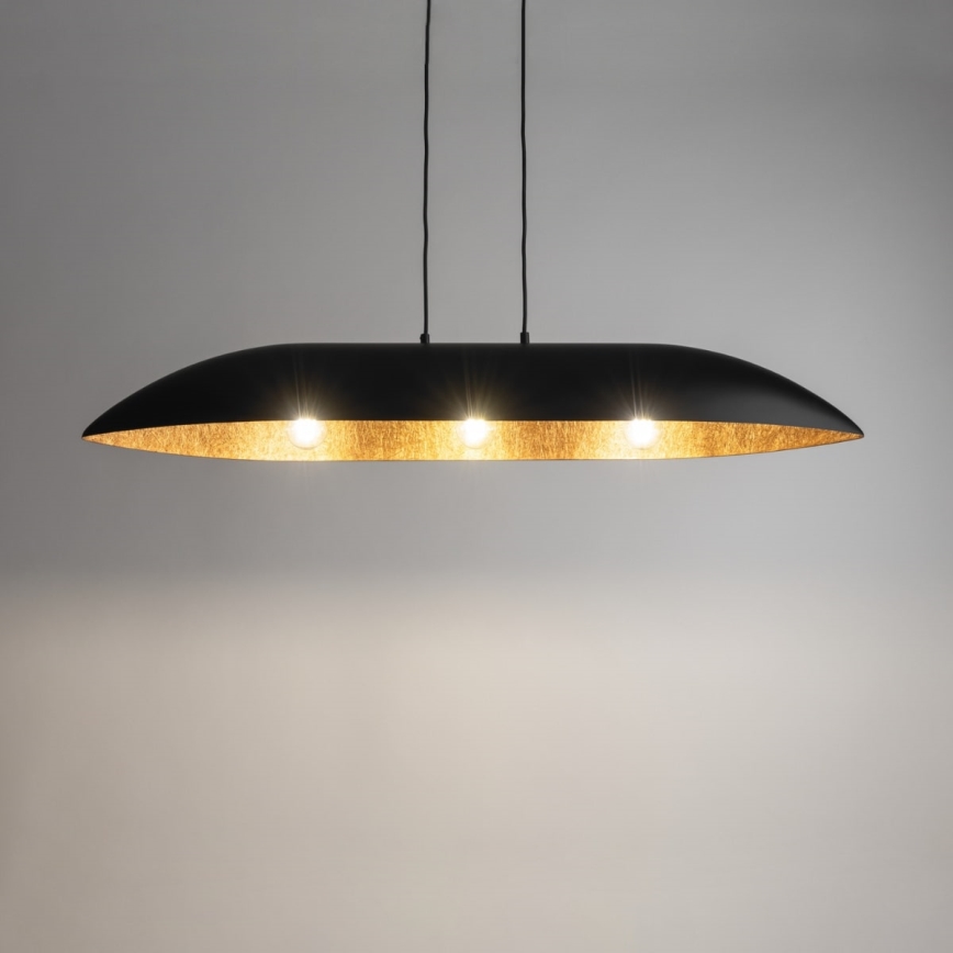 Hanglamp aan een koord GONDOLA 3xE27/60W/230V zwart/koper