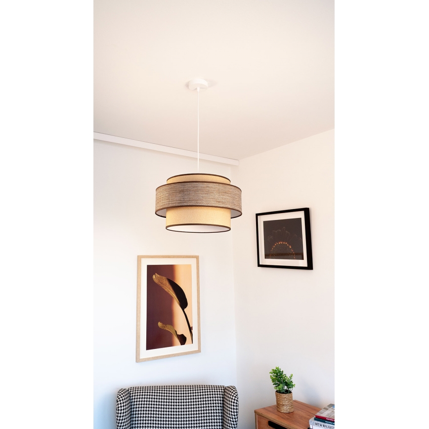 Hanglamp aan een koord GRACE 1xE27/60W/230V beige/bruin