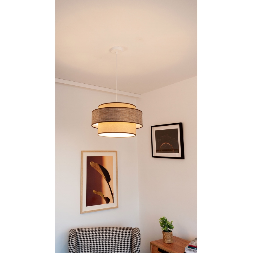 Hanglamp aan een koord GRACE 1xE27/60W/230V beige/bruin