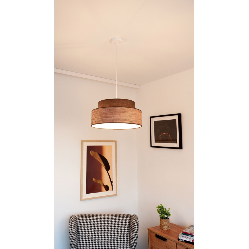 Hanglamp aan een koord GRACE 1xE27/60W/230V bruin/beige