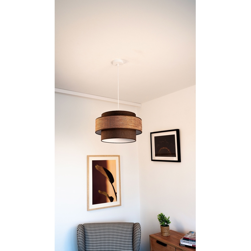 Hanglamp aan een koord GRACE 1xE27/60W/230V bruin/beige