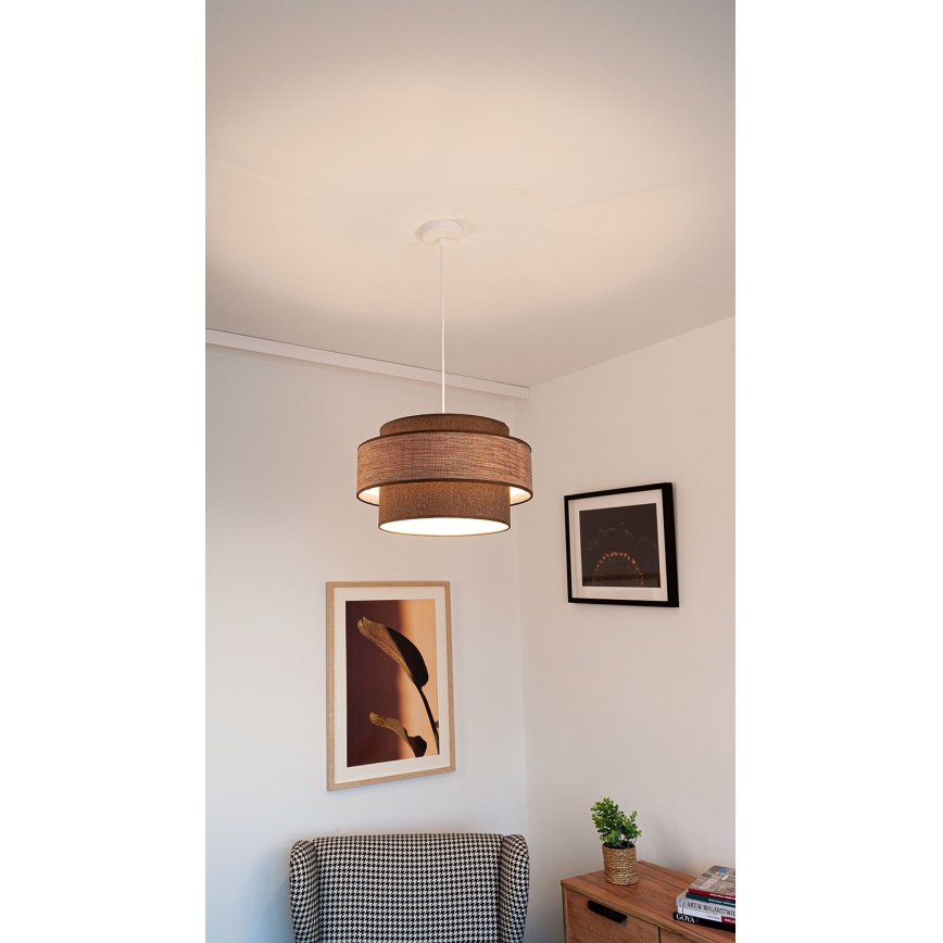 Hanglamp aan een koord GRACE 1xE27/60W/230V bruin/beige
