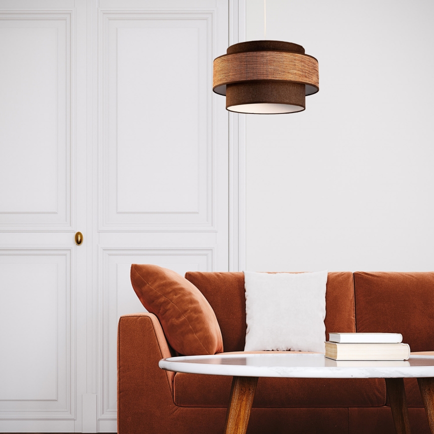 Hanglamp aan een koord GRACE 1xE27/60W/230V bruin/beige