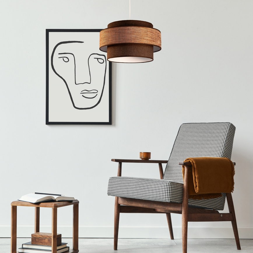 Hanglamp aan een koord GRACE 1xE27/60W/230V bruin/beige