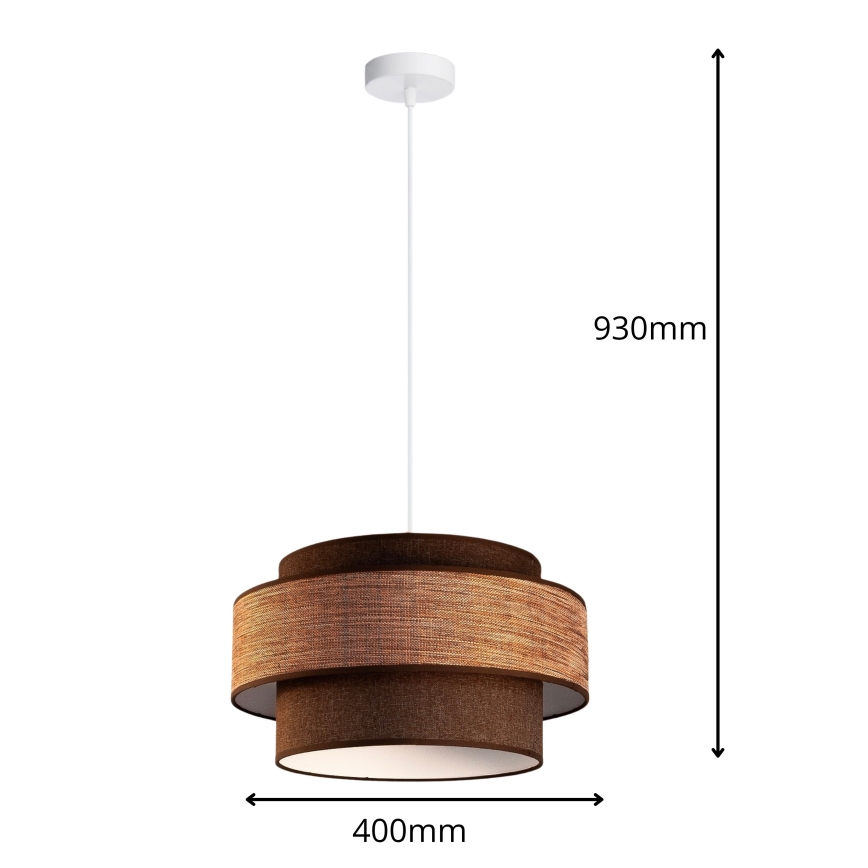 Hanglamp aan een koord GRACE 1xE27/60W/230V bruin/beige