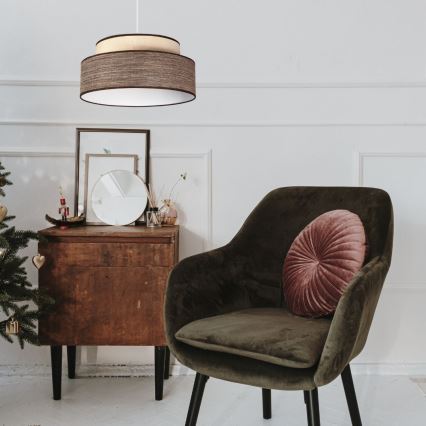 Hanglamp aan een koord GRACE 1xE27/60W/230V crème/bruin