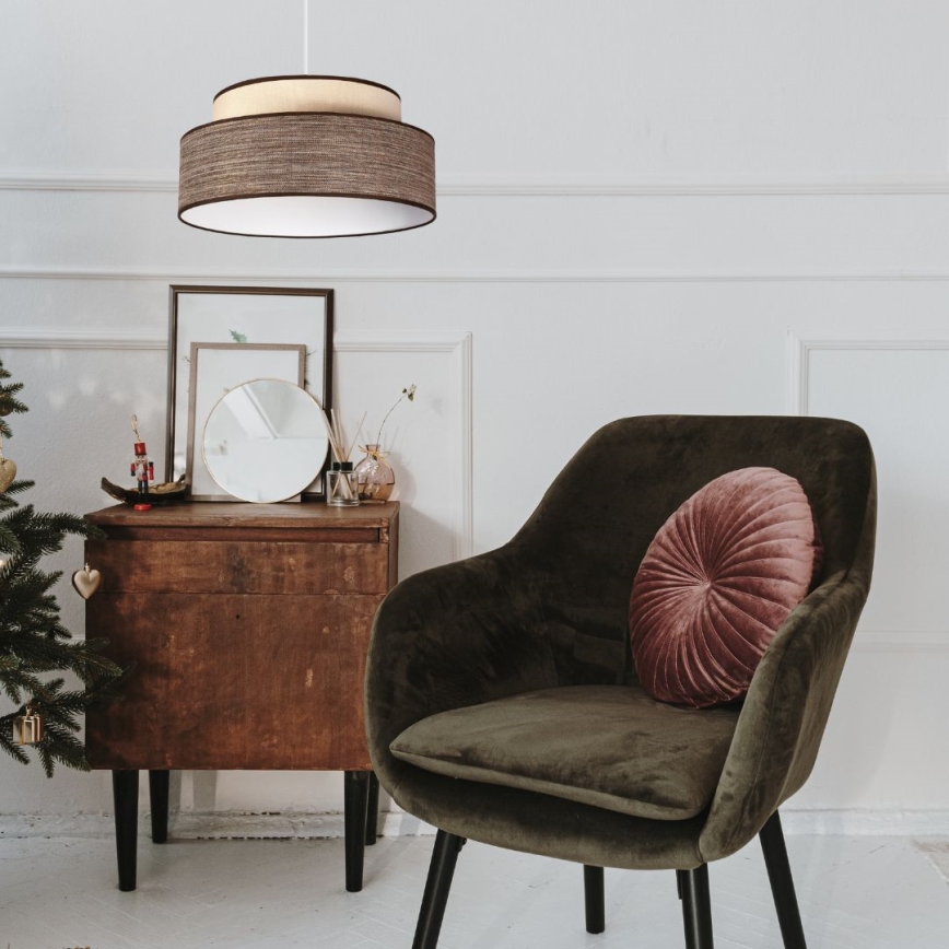 Hanglamp aan een koord GRACE 1xE27/60W/230V crème/bruin