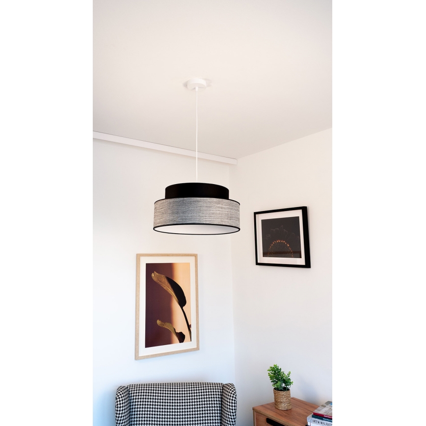 Hanglamp aan een koord GRACE 1xE27/60W/230V zwart/grijs