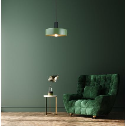 Hanglamp aan een koord HAKI 1xE27/60W/230V groen/zwart