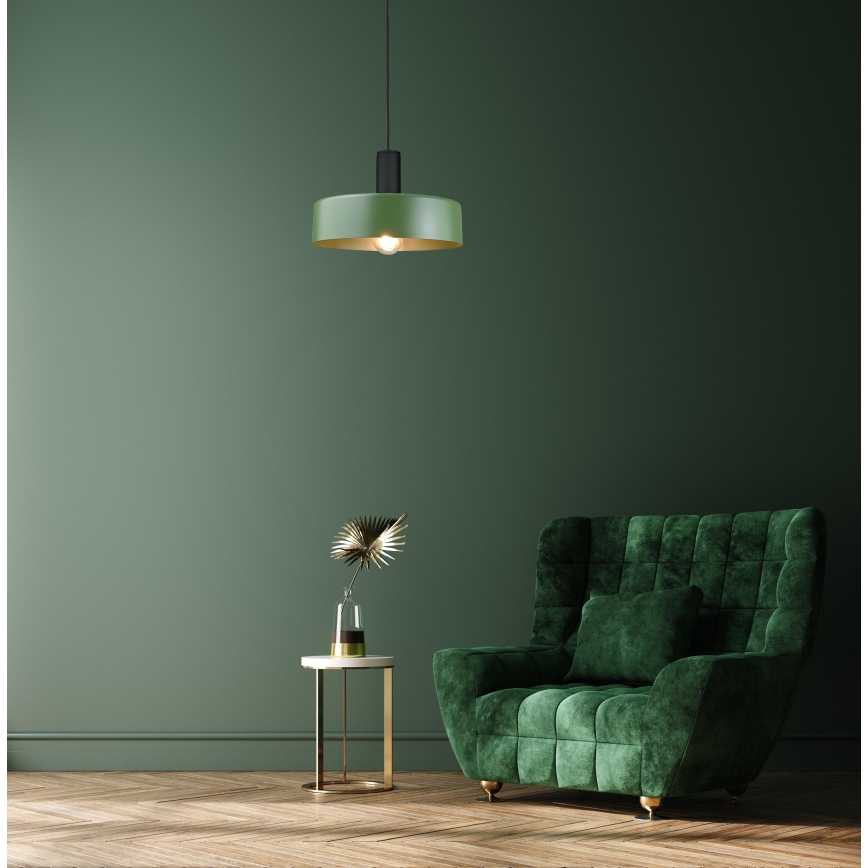 Hanglamp aan een koord HAKI 1xE27/60W/230V groen/zwart