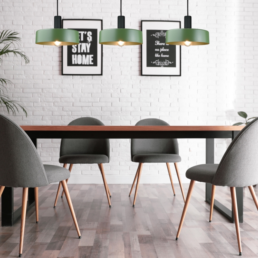 Hanglamp aan een koord HAKI 3xE27/60W/230V groen/zwart