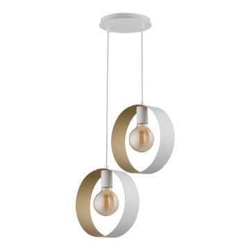 Hanglamp aan een koord HAPPY 2xE27/60W/230V wit/goud