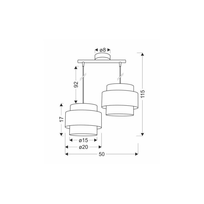Hanglamp aan een koord HARE 2xE27/60W/230V grijs/mat chroom