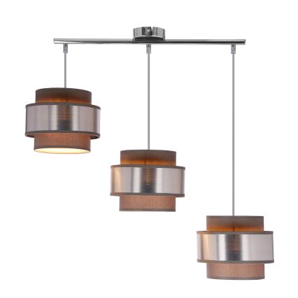 Hanglamp aan een koord HARE 3xE27/60W/230V grijs/mat chroom