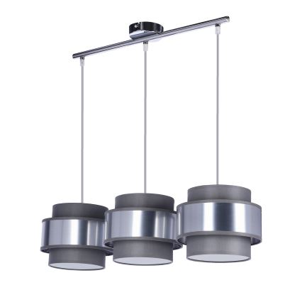 Hanglamp aan een koord HARE 3xE27/60W/230V grijs/mat chroom