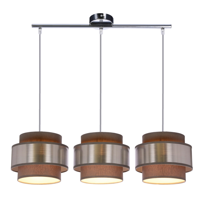 Hanglamp aan een koord HARE 3xE27/60W/230V grijs/mat chroom