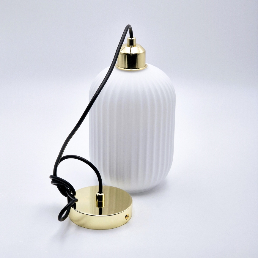 Hanglamp aan een koord HARMA 1xE27/15W/230V diameter 14 cm wit/goud