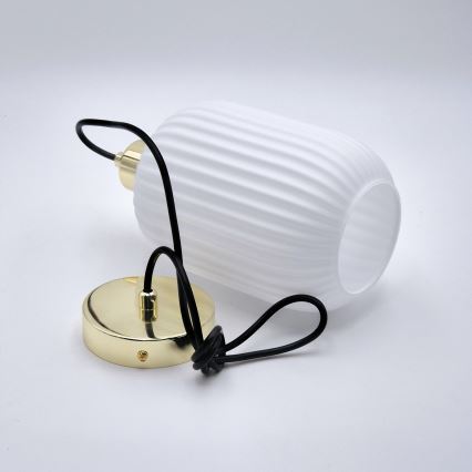 Hanglamp aan een koord HARMA 1xE27/15W/230V diameter 14 cm wit/goud