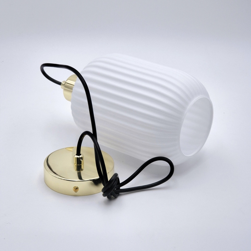 Hanglamp aan een koord HARMA 1xE27/15W/230V diameter 14 cm wit/goud