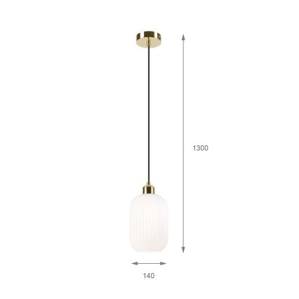 Hanglamp aan een koord HARMA 1xE27/15W/230V diameter 14 cm wit/goud