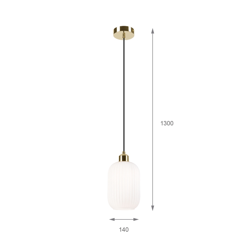 Hanglamp aan een koord HARMA 1xE27/15W/230V diameter 14 cm wit/goud