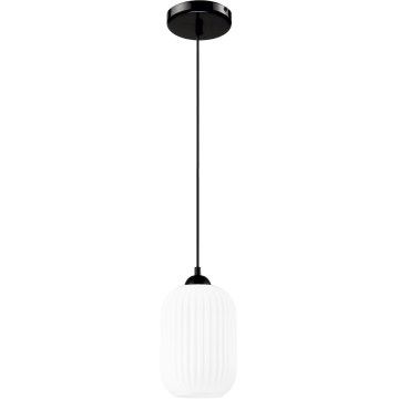 Hanglamp aan een koord HARMA 1xE27/15W/230V diameter 14 cm wit/zwart