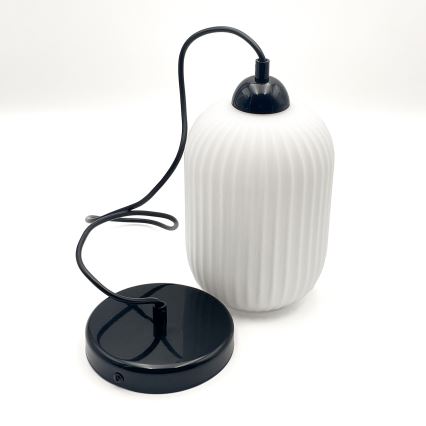 Hanglamp aan een koord HARMA 1xE27/15W/230V diameter 14 cm wit/zwart