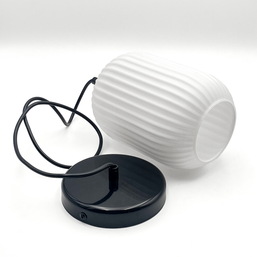 Hanglamp aan een koord HARMA 1xE27/15W/230V diameter 14 cm wit/zwart