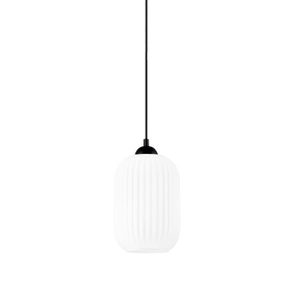 Hanglamp aan een koord HARMA 1xE27/15W/230V diameter 14 cm wit/zwart