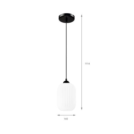 Hanglamp aan een koord HARMA 1xE27/15W/230V diameter 14 cm wit/zwart