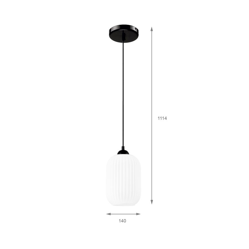Hanglamp aan een koord HARMA 1xE27/15W/230V diameter 14 cm wit/zwart