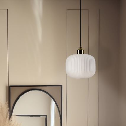 Hanglamp aan een koord HARMA 1xE27/15W/230V diameter 20 cm wit/goud