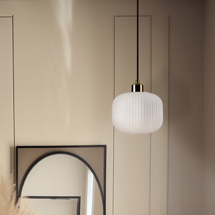 Hanglamp aan een koord HARMA 1xE27/15W/230V diameter 20 cm wit/goud